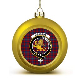 ScotsTee Shop Scottish Nicolson of Tiree & Coll Crest Tartan Christmas Ball Ornament