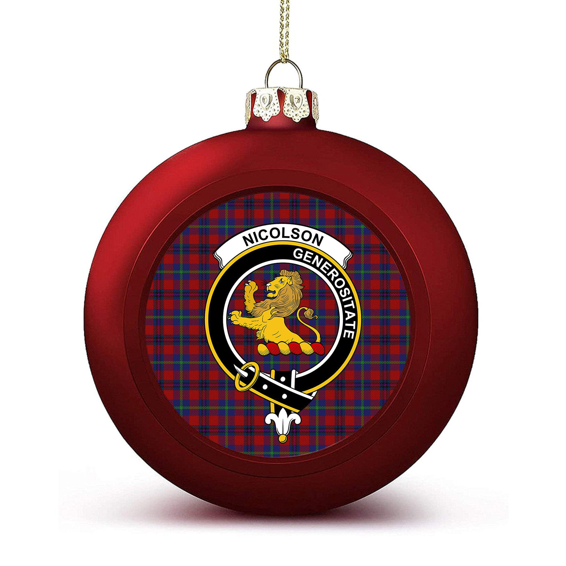 ScotsTee Shop Scottish Nicolson of Tiree & Coll Crest Tartan Christmas Ball Ornament