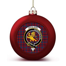 ScotsTee Shop Scottish Nicolson of Tiree & Coll Crest Tartan Christmas Ball Ornament