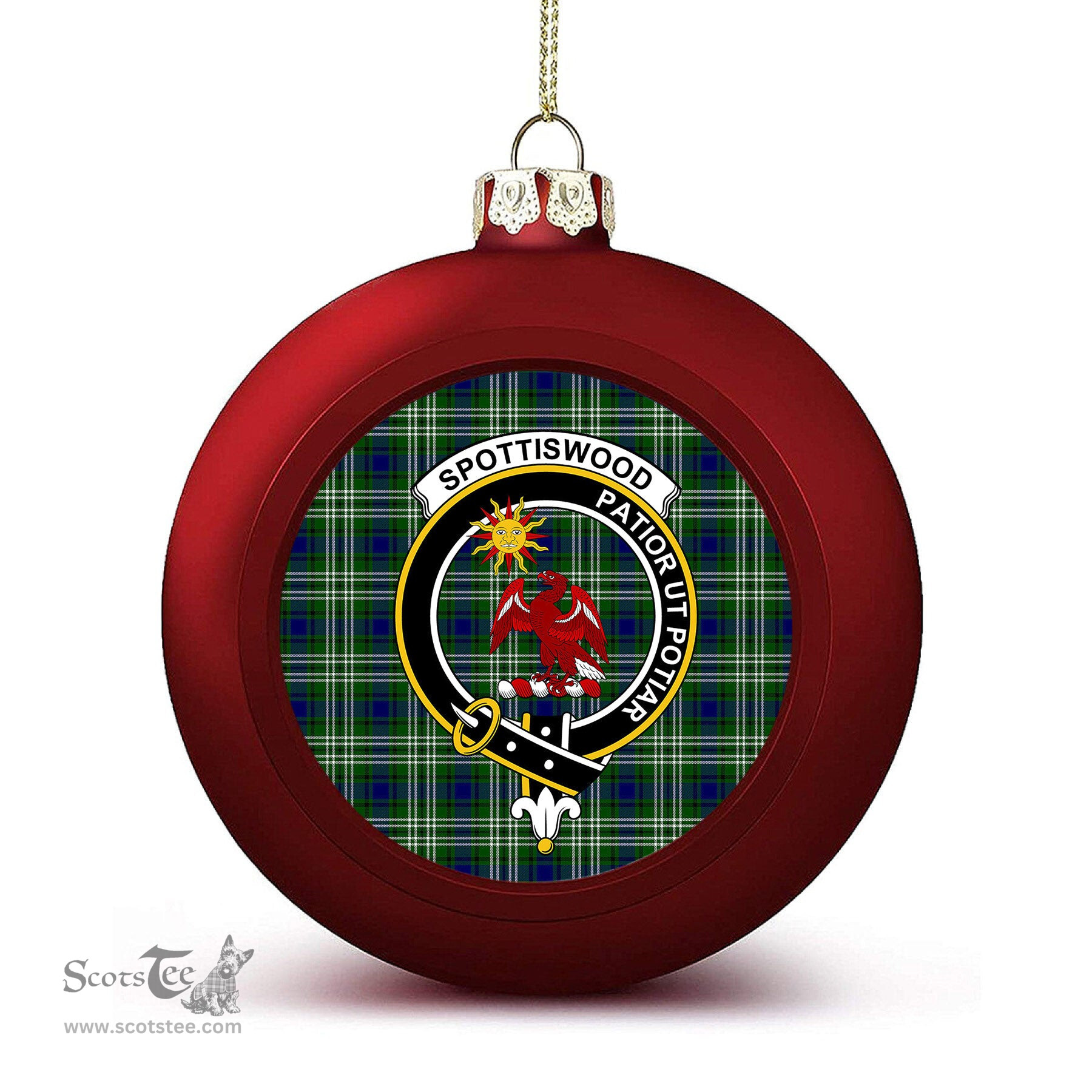 ScotsTee Shop Scottish Spottiswood Crest Tartan Christmas Ball Ornament