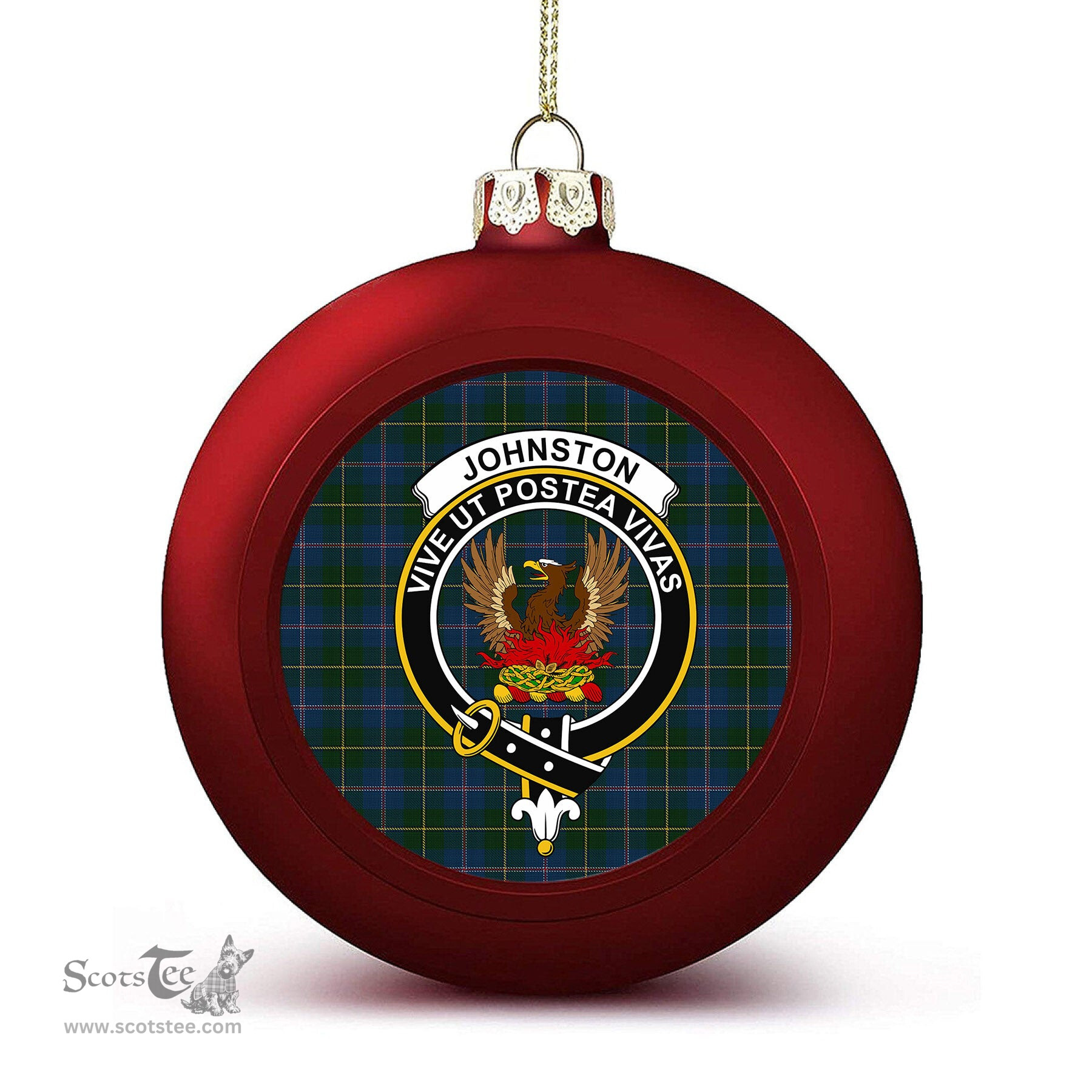 ScotsTee Shop Scottish Johnston Diana Hunting Crest Tartan Christmas Ball Ornament