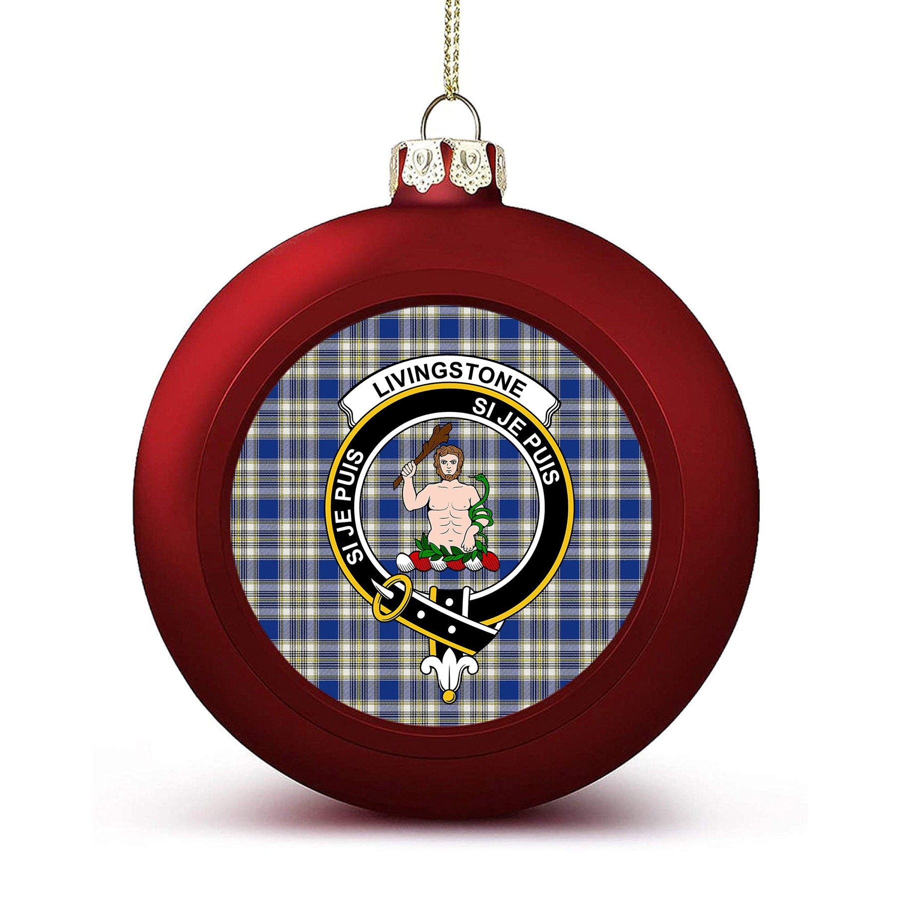 ScotsTee Shop Scottish Livingstone Dress Modern Crest Tartan Christmas Ball Ornament