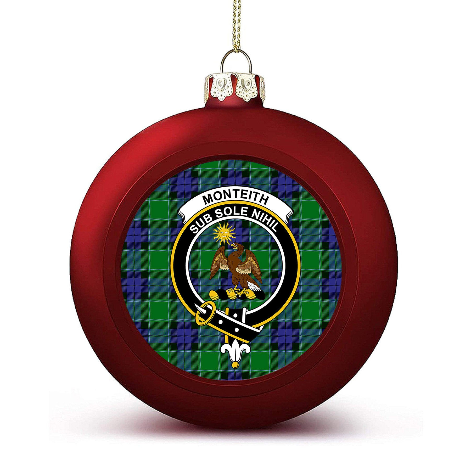 ScotsTee Shop Scottish Monteith Crest Tartan Christmas Ball Ornament