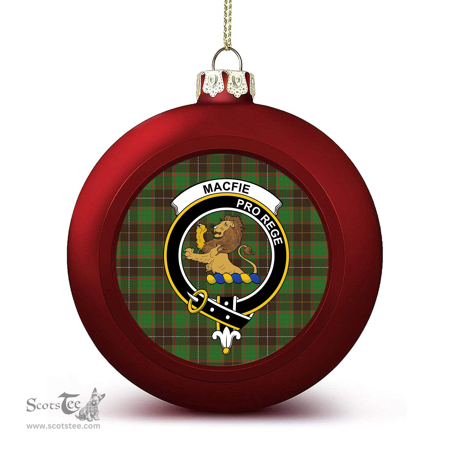 ScotsTee Shop Scottish MacFie Hunting Ancient Crest Tartan Christmas Ball Ornament