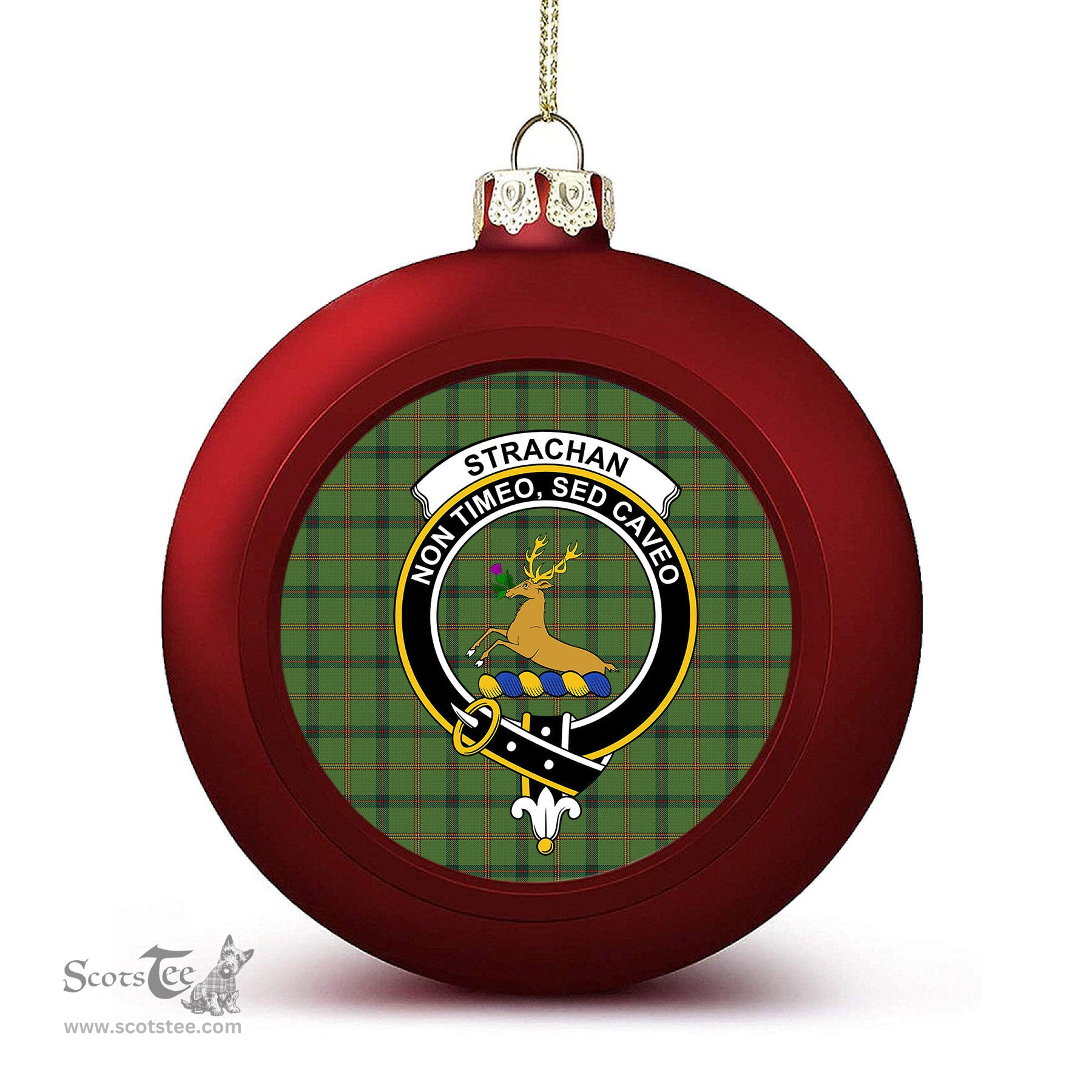 ScotsTee Shop Scottish Strachan Hunting Crest Tartan Christmas Ball Ornament