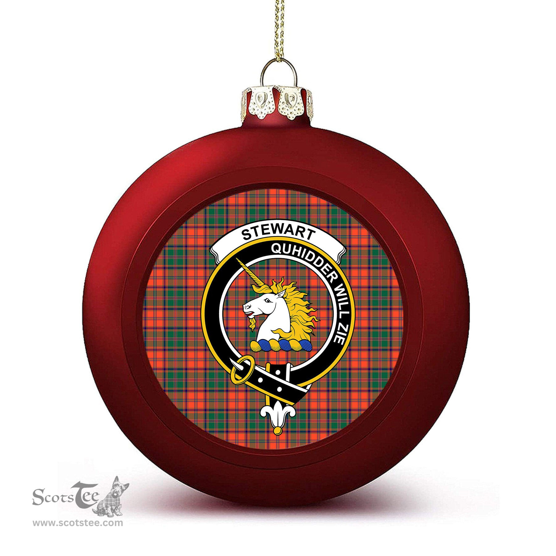 ScotsTee Shop Scottish Stewart of Appin Ancient Crest Tartan Christmas Ball Ornament