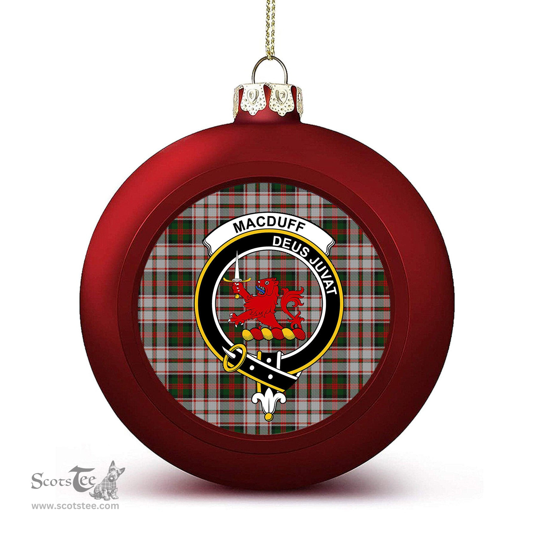 ScotsTee Shop Scottish MacDuff Dress 3 Crest Tartan Christmas Ball Ornament