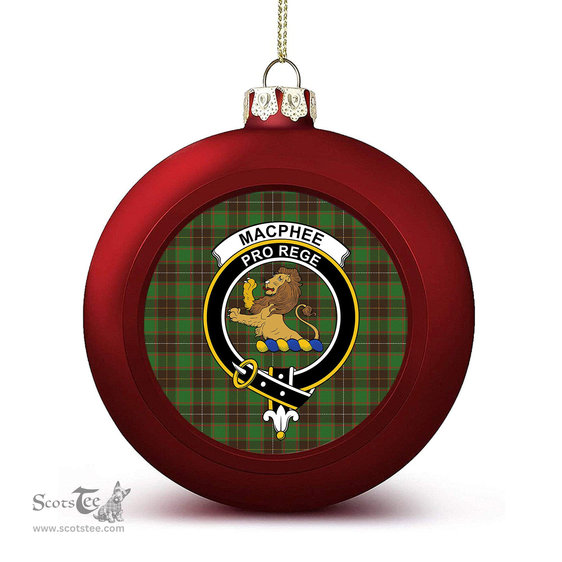 ScotsTee Shop Scottish MacPhee Hunting Ancient Crest Tartan Christmas Ball Ornament