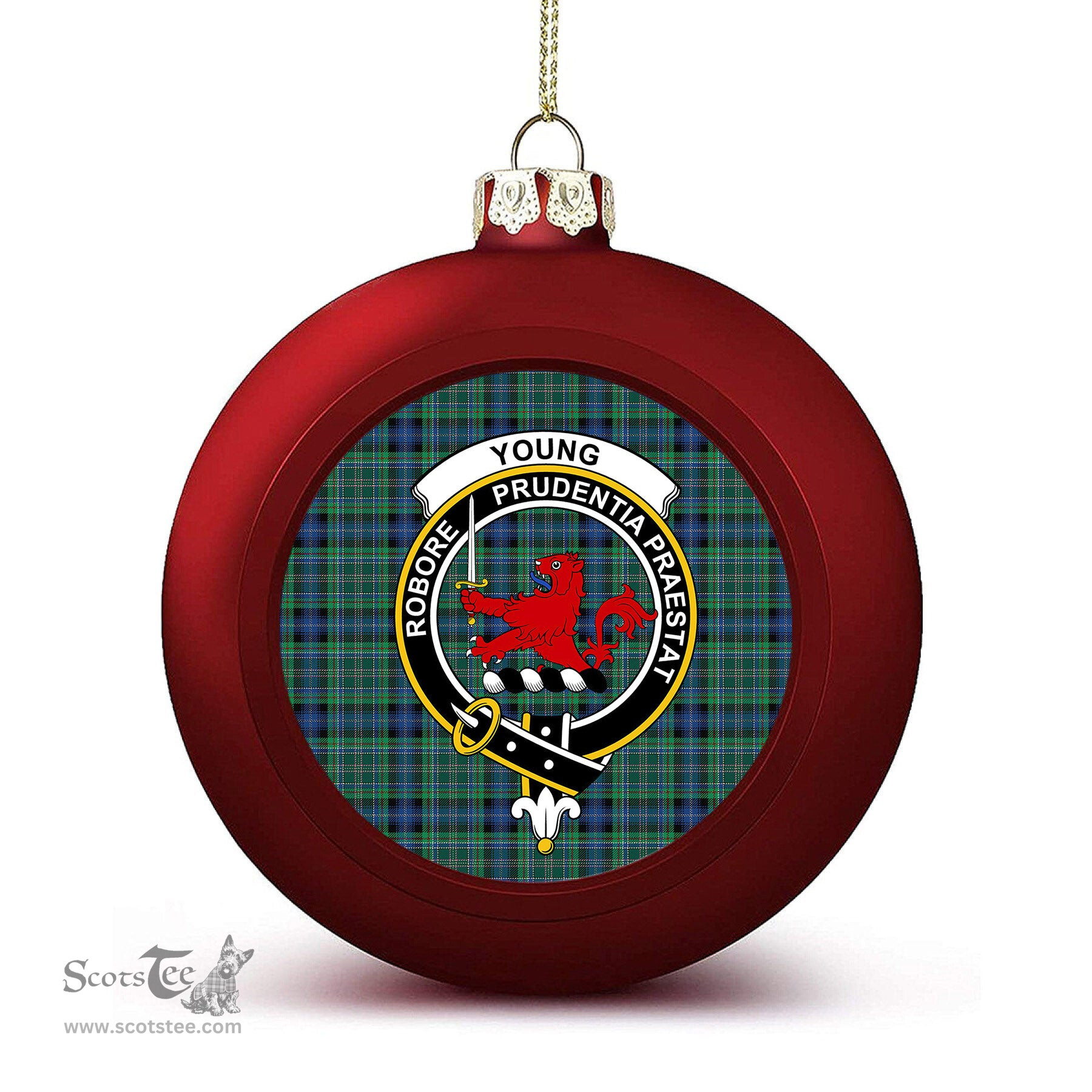 ScotsTee Shop Scottish Young Melvina Modern Crest Tartan Christmas Ball Ornament