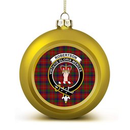 ScotsTee Shop Scottish Robertson White line Crest Tartan Christmas Ball Ornament