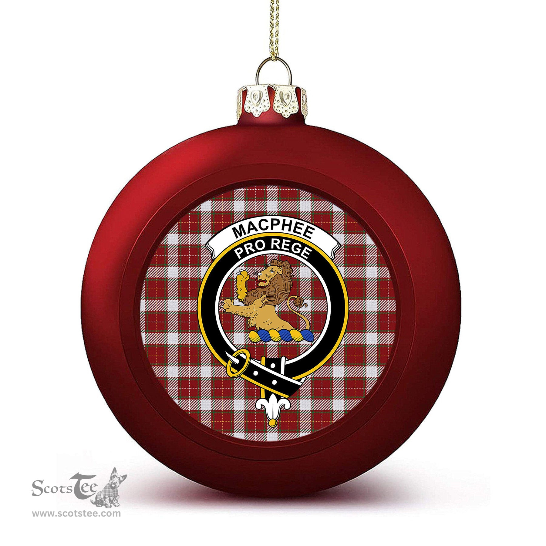 ScotsTee Shop Scottish MacPhee Dress Ancient Crest Tartan Christmas Ball Ornament