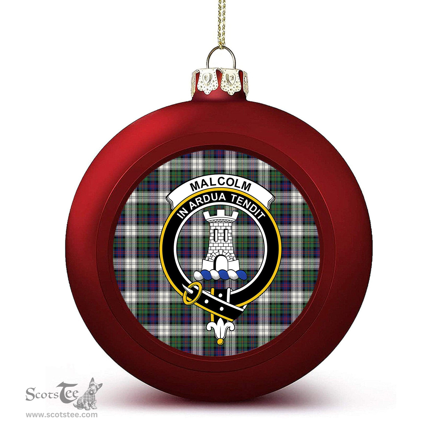 ScotsTee Shop Scottish Malcolm Dress Modern Crest Tartan Christmas Ball Ornament