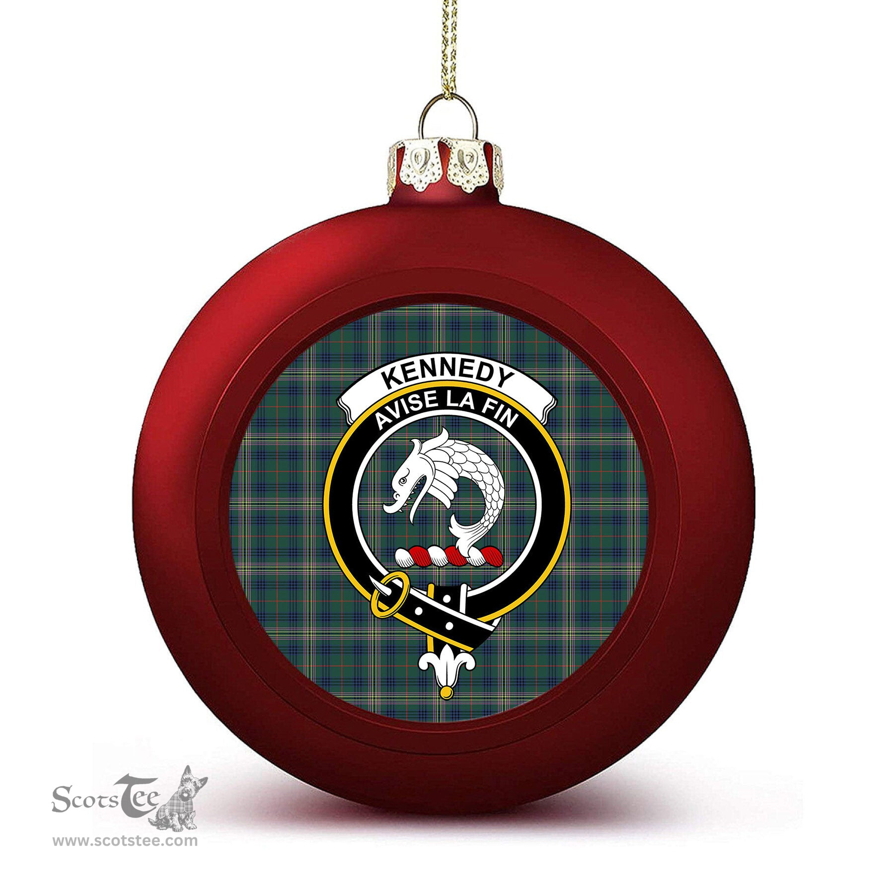 ScotsTee Shop Scottish Kennedy Modern Crest Tartan Christmas Ball Ornament