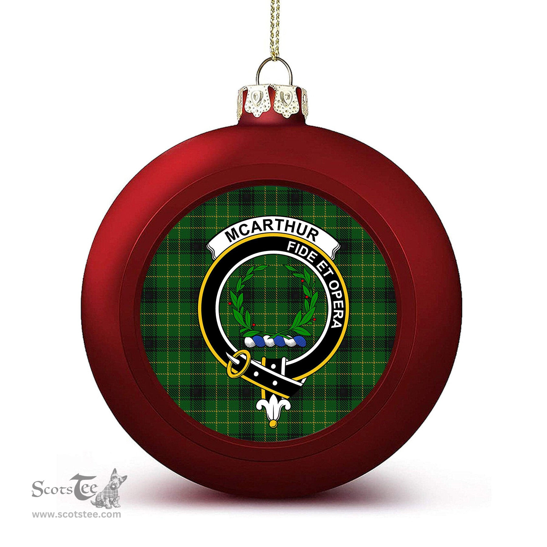 ScotsTee Shop Scottish McArthur Highland Crest Tartan Christmas Ball Ornament