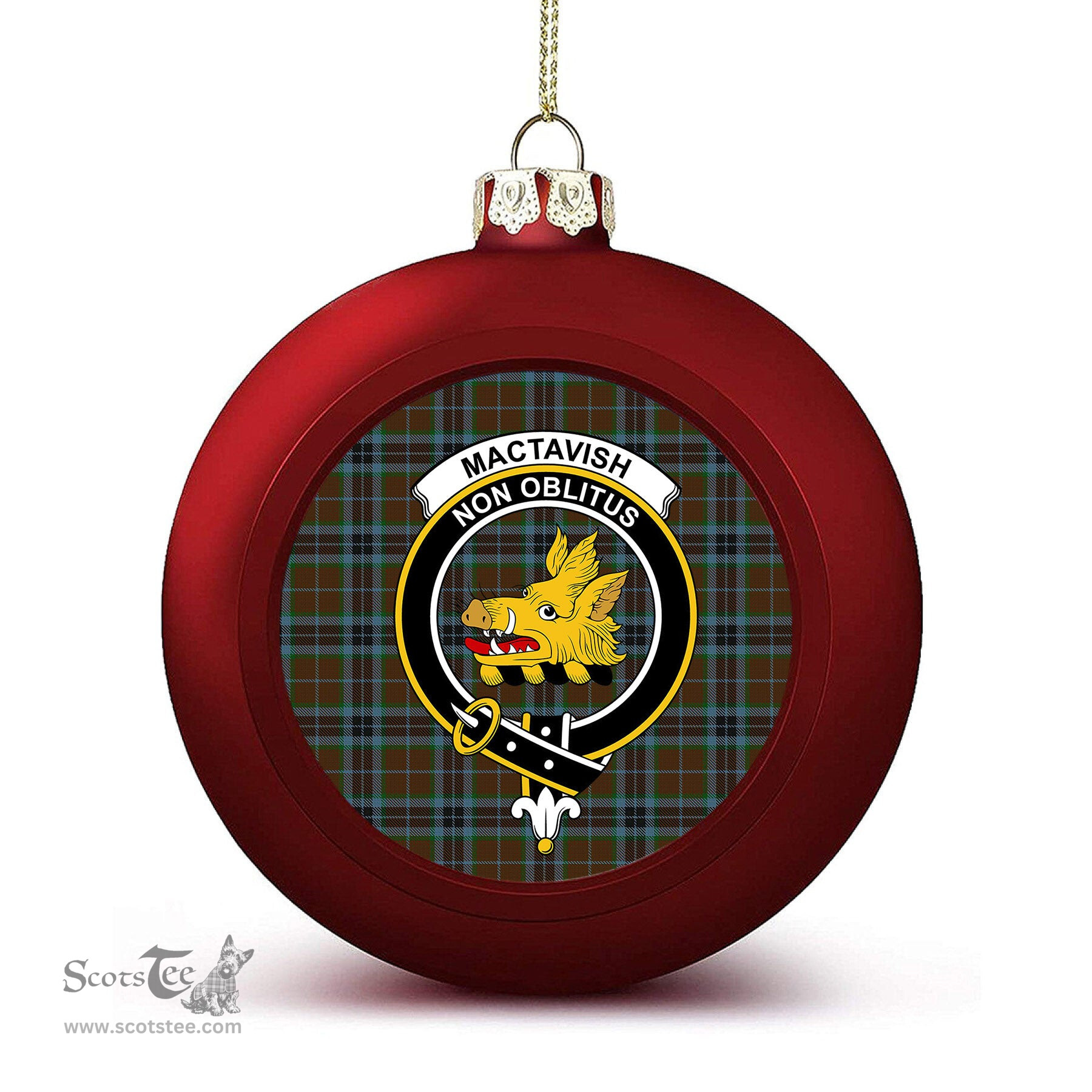 ScotsTee Shop Scottish MacTavish Hunting Crest Tartan Christmas Ball Ornament
