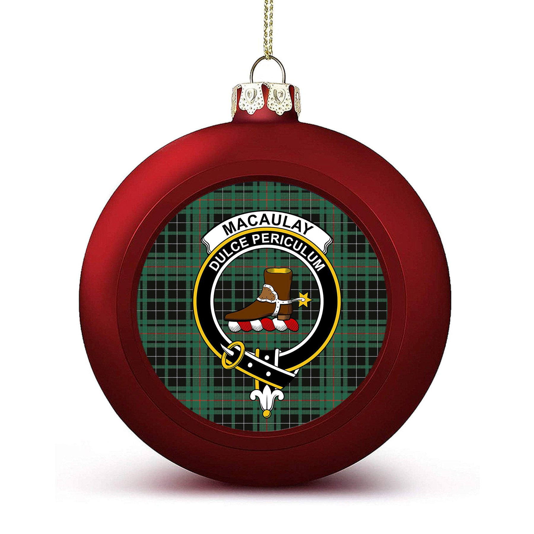 ScotsTee Shop Scottish MacAulay Hunting Ancient Crest Tartan Christmas Ball Ornament