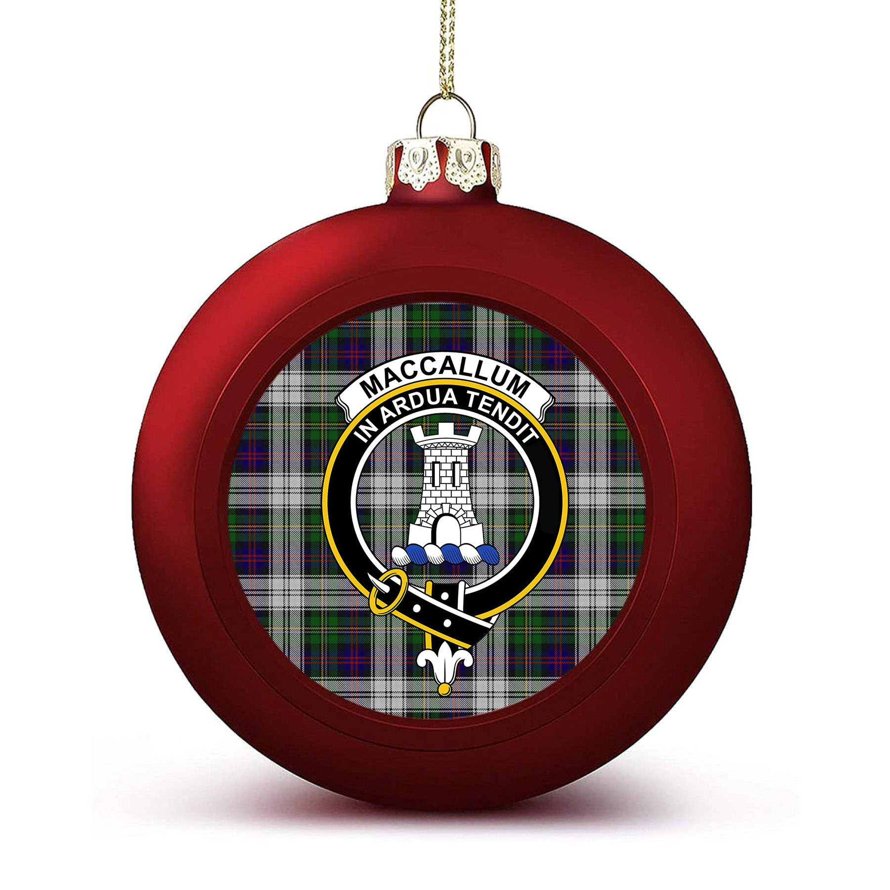 ScotsTee Shop Scottish MacCallum Dress - TD Crest Tartan Christmas Ball Ornament