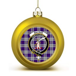 ScotsTee Shop Scottish MacRae Dress Purple 1 Crest Tartan Christmas Ball Ornament