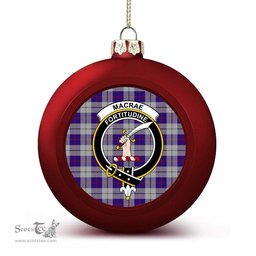 ScotsTee Shop Scottish MacRae Dress Purple 1 Crest Tartan Christmas Ball Ornament