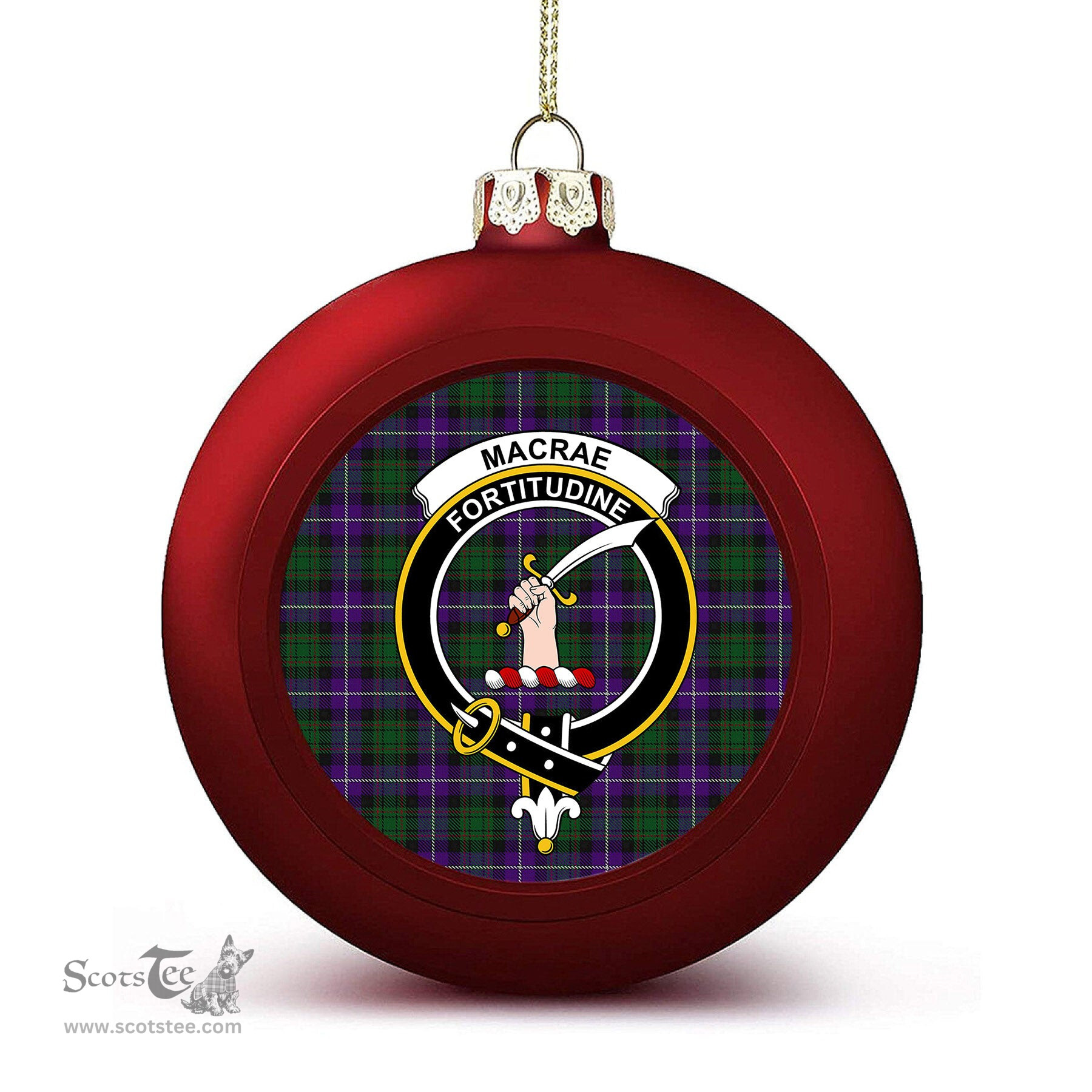 ScotsTee Shop Scottish MacRae Hunting 1 Crest Tartan Christmas Ball Ornament
