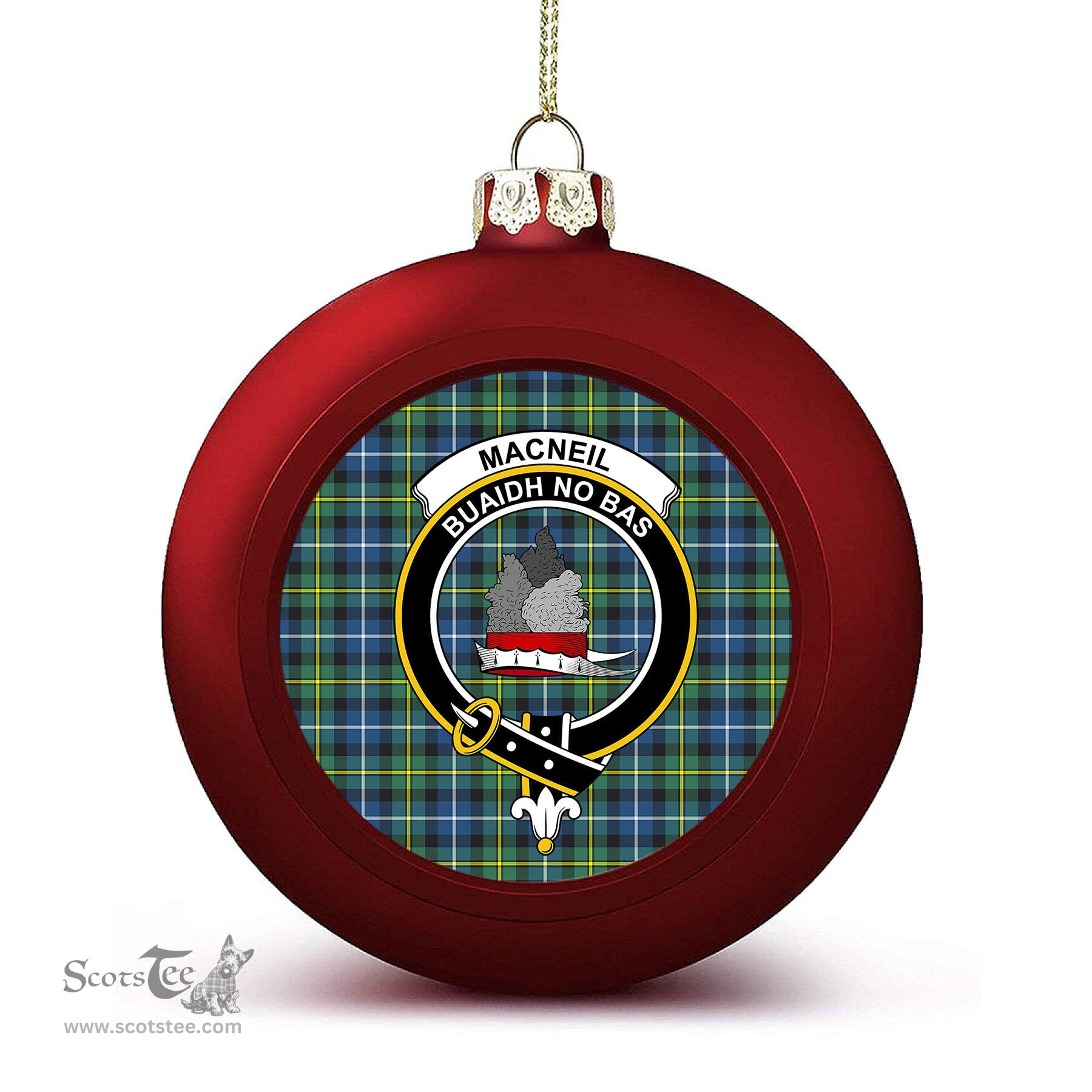 ScotsTee Shop Scottish MacNeill Of Barra Ancient Crest Tartan Christmas Ball Ornament