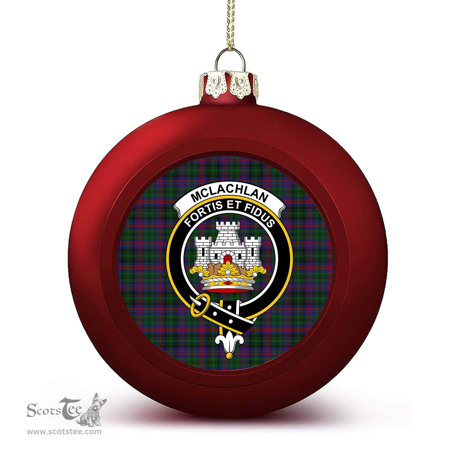 ScotsTee Shop Scottish McLachlan Hunting Crest Tartan Christmas Ball Ornament