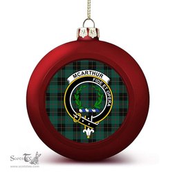 ScotsTee Shop Scottish McArthur-Fox Hunting Modern Crest Tartan Christmas Ball Ornament