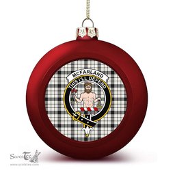 ScotsTee Shop Scottish McFarland Black White Ancient Crest Tartan Christmas Ball Ornament