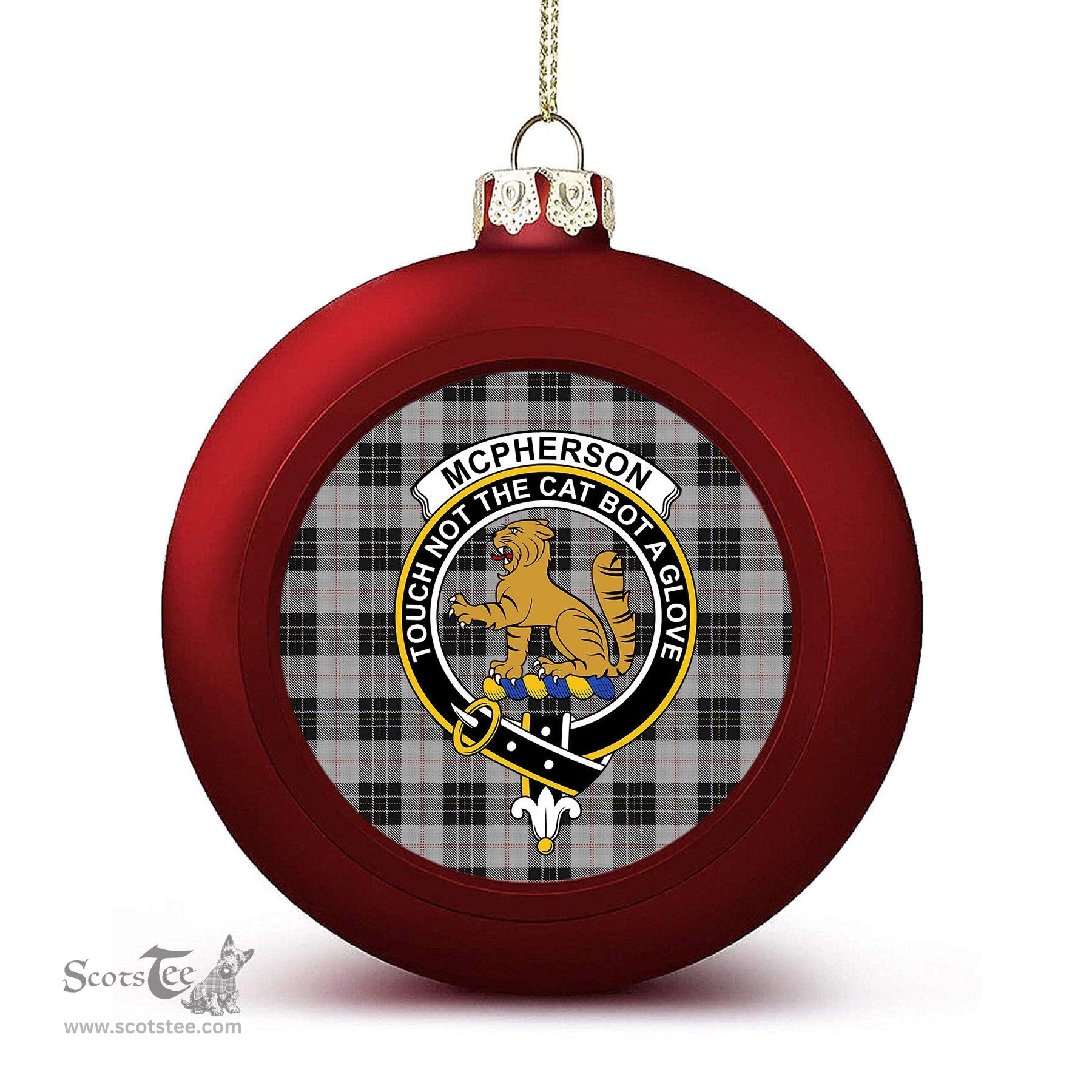 ScotsTee Shop Scottish McPherson Dress Crest Tartan Christmas Ball Ornament