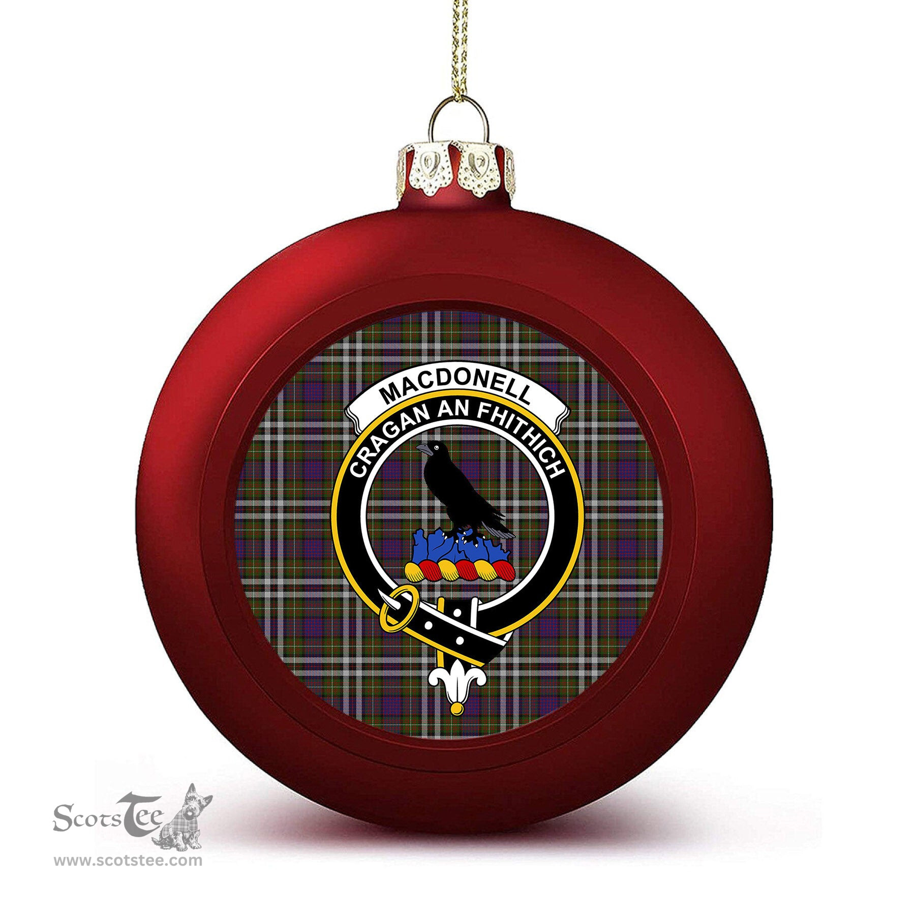 ScotsTee Shop Scottish MacDonell of Glengarry Dress Crest Tartan Christmas Ball Ornament