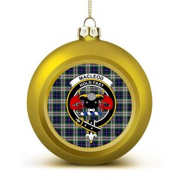 ScotsTee Shop Scottish MacLeod Of Californian Crest Tartan Christmas Ball Ornament