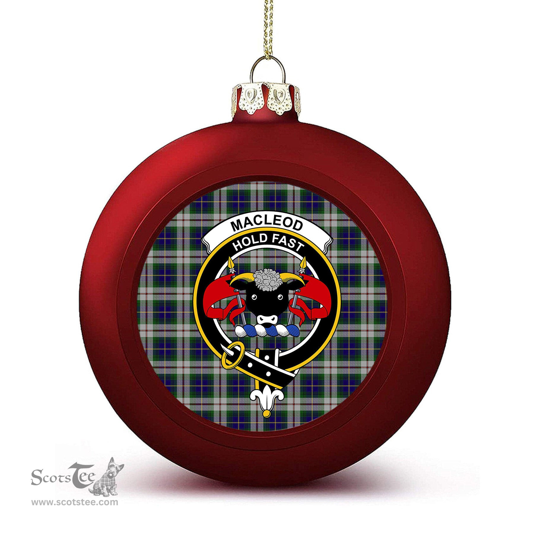 ScotsTee Shop Scottish MacLeod Of Californian Crest Tartan Christmas Ball Ornament