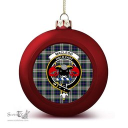 ScotsTee Shop Scottish MacLeod Of Californian Crest Tartan Christmas Ball Ornament