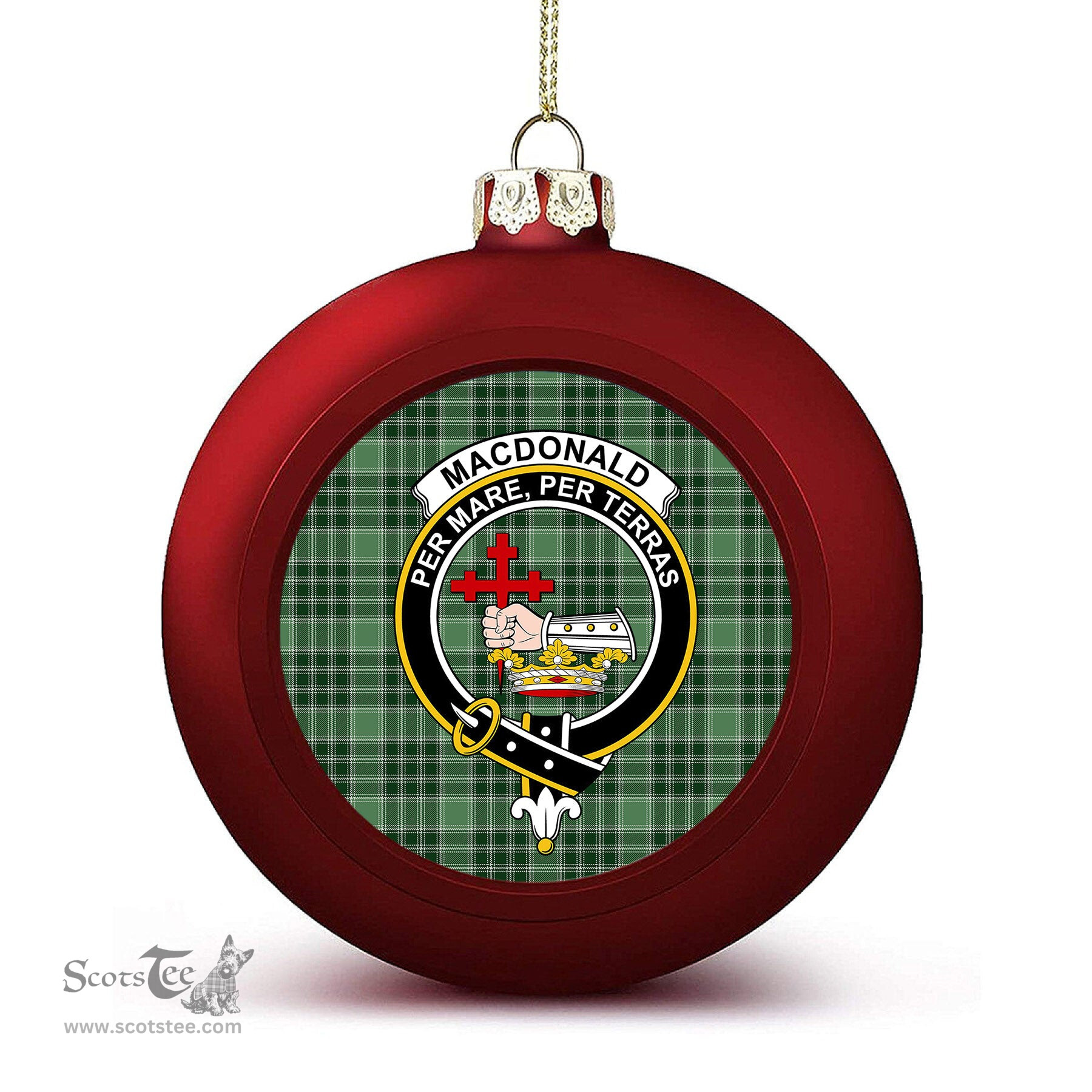 ScotsTee Shop Scottish MacDonald Lord of the Isles Hunting SC Crest Tartan Christmas Ball Ornament