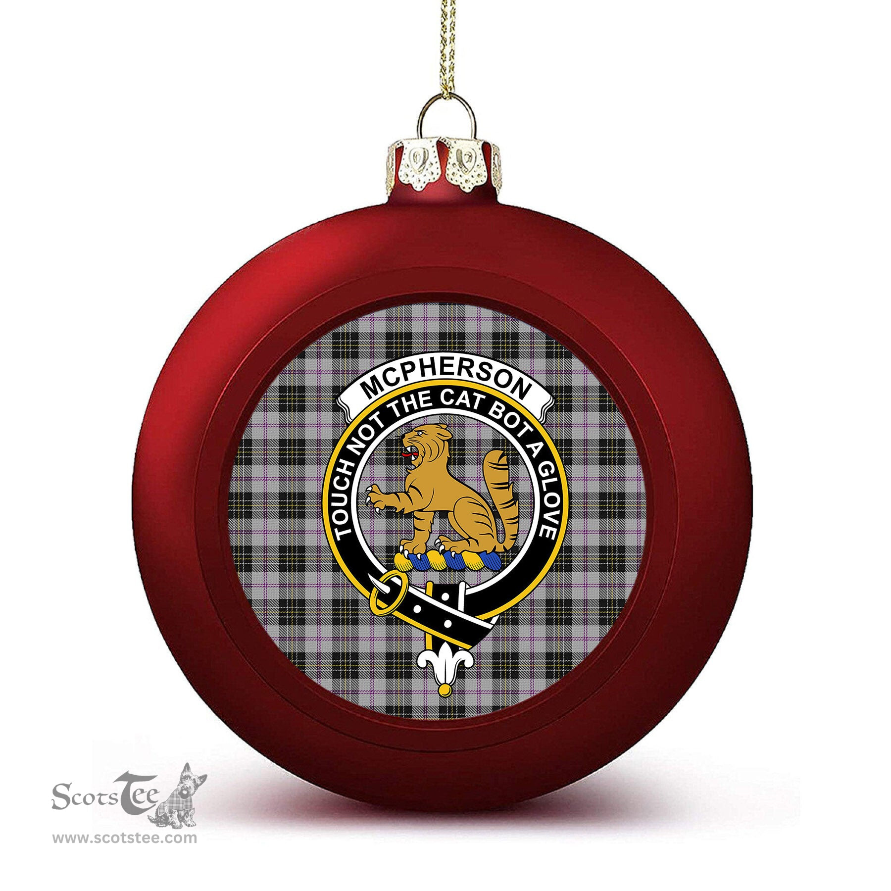 ScotsTee Shop Scottish McPherson Dress Ancient Crest Tartan Christmas Ball Ornament