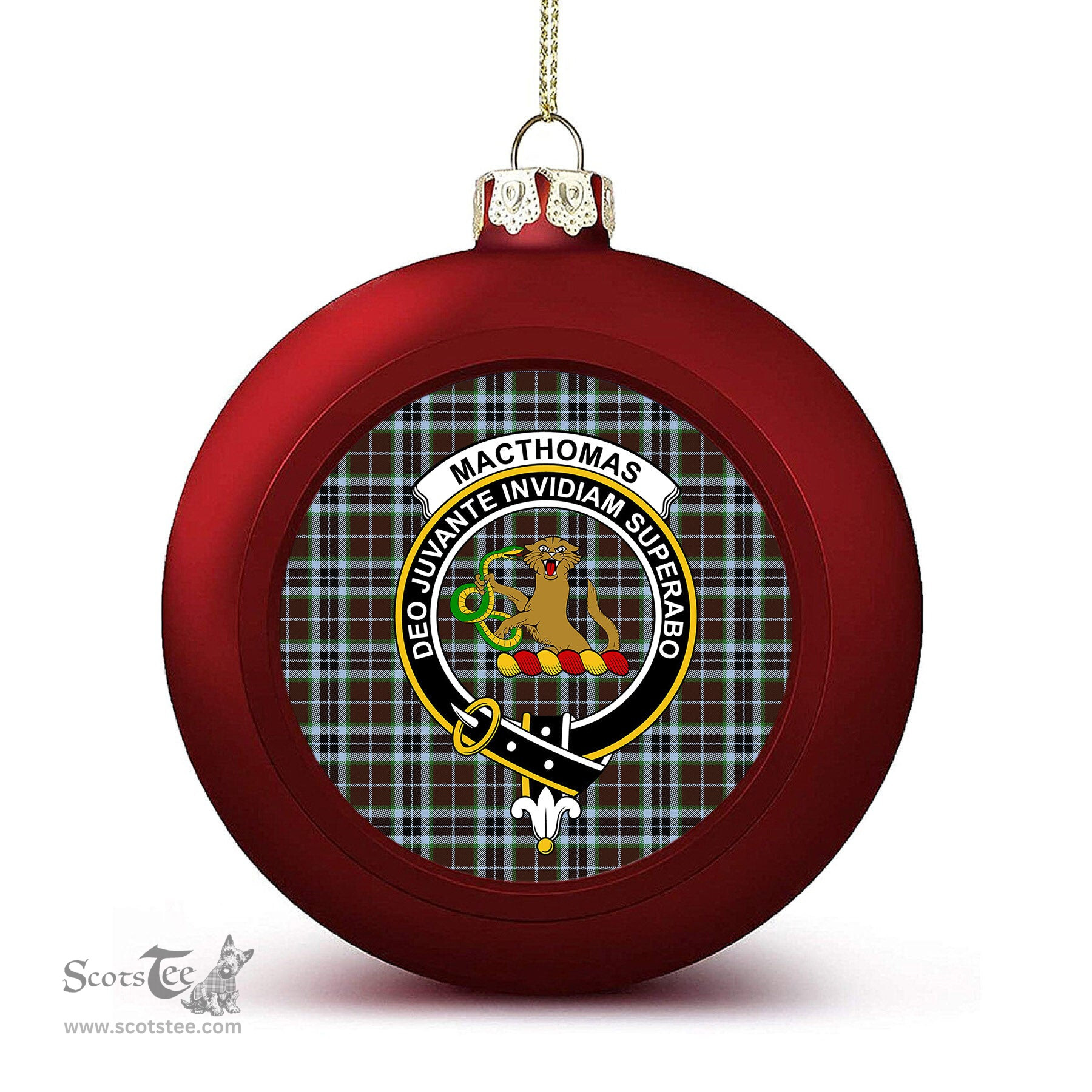 ScotsTee Shop Scottish MacThomas Hunting Modern Crest Tartan Christmas Ball Ornament