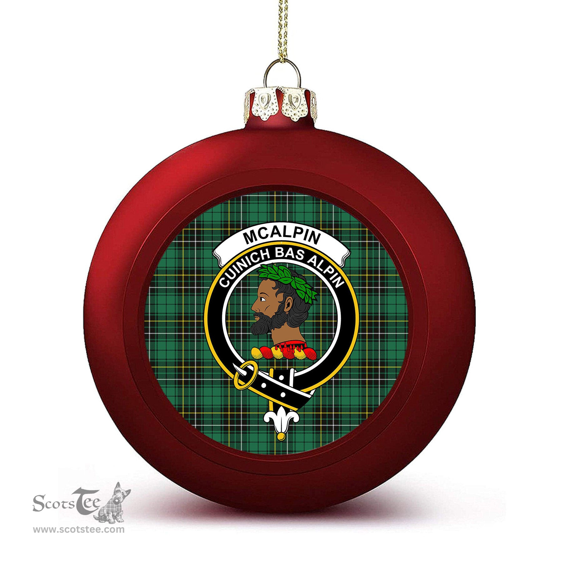 ScotsTee Shop Scottish McAlpin Ancient Crest Tartan Christmas Ball Ornament