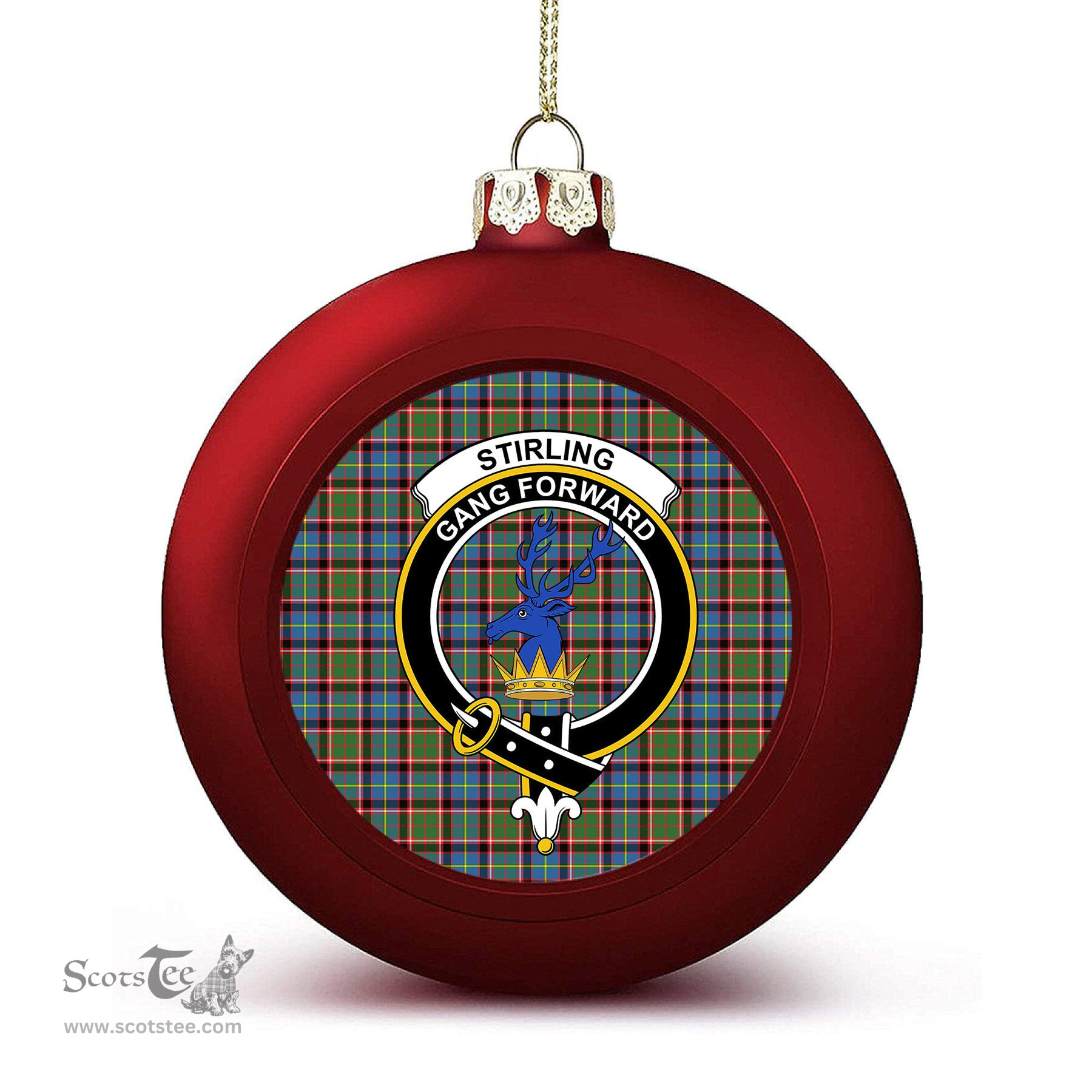 ScotsTee Shop Scottish Stirling SC Crest Tartan Christmas Ball Ornament