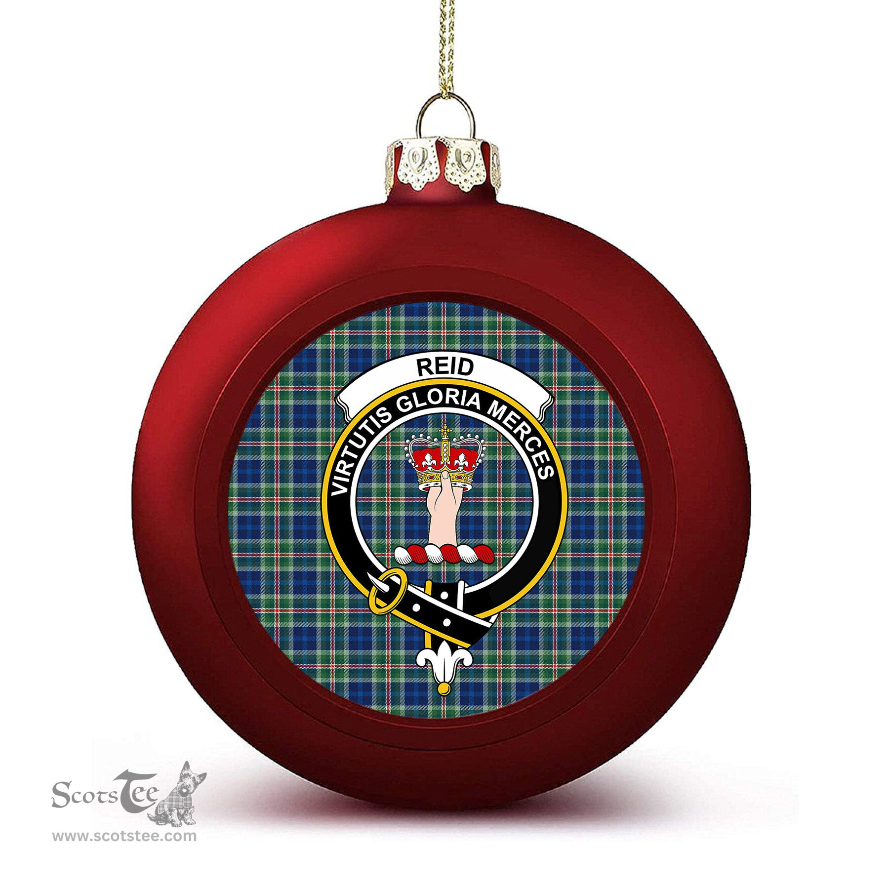 ScotsTee Shop Scottish Reid (Mill City) Modern Clan Crest Tartan Christmas Ball Ornament
