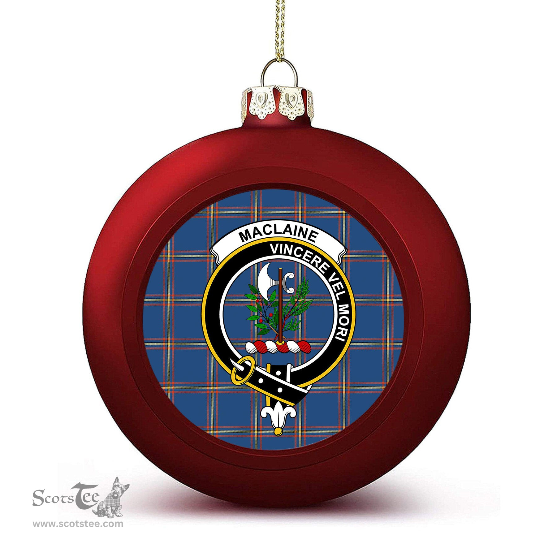 ScotsTee Shop Scottish MacLaine of Loch Buie Hunting Ancient Crest Tartan Christmas Ball Ornament