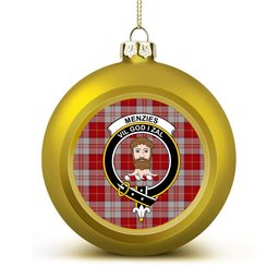 ScotsTee Shop Scottish Menzies 3 Crest Tartan Christmas Ball Ornament