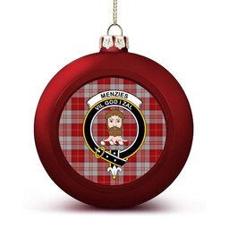 ScotsTee Shop Scottish Menzies 3 Crest Tartan Christmas Ball Ornament