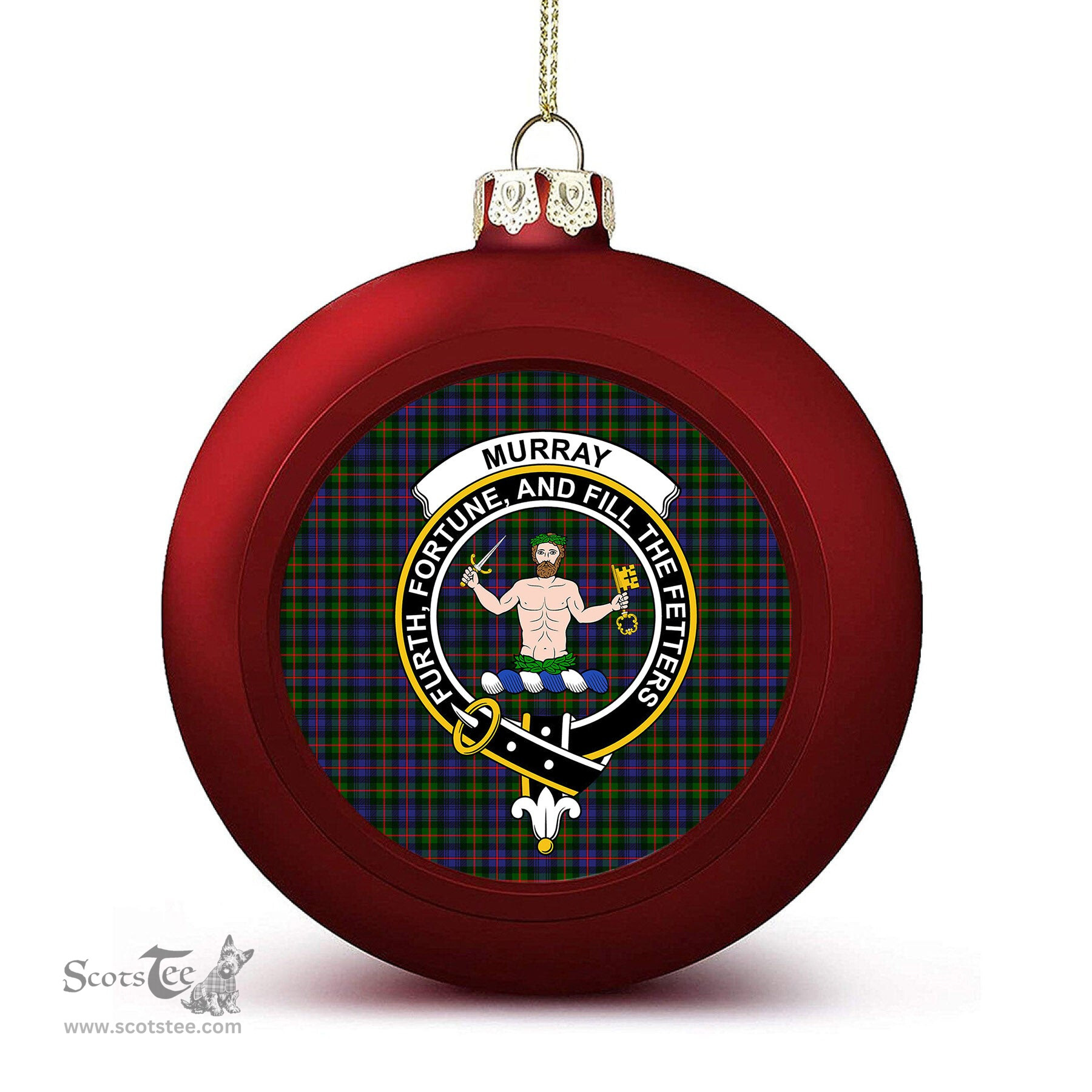ScotsTee Shop Scottish Murray of Atholl Modern Crest Tartan Christmas Ball Ornament