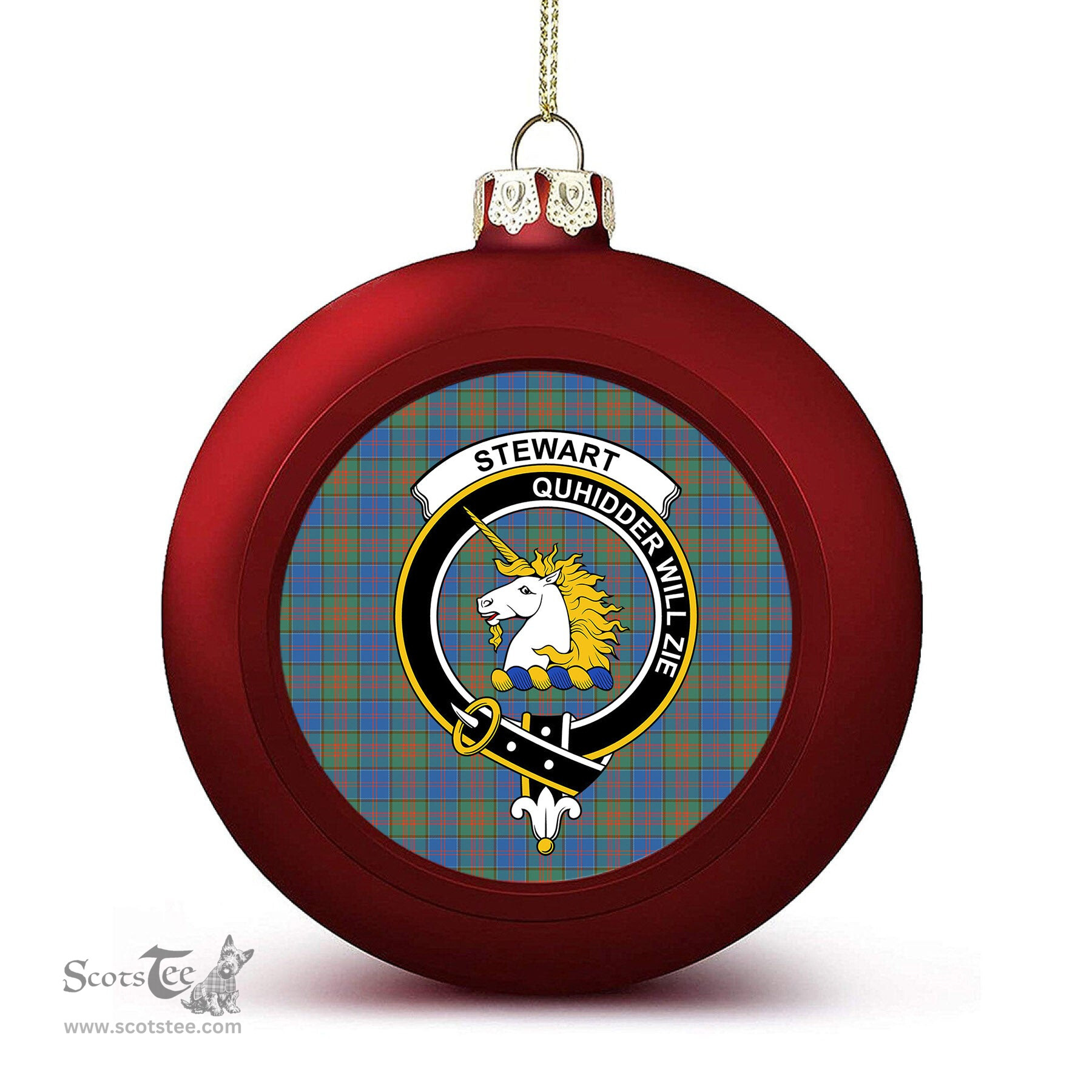 ScotsTee Shop Scottish Stewart of Appin Hunting Ancient Crest Tartan Christmas Ball Ornament