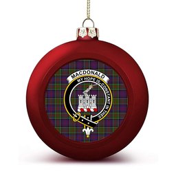 ScotsTee Shop Scottish MacDonald of Clan Ranald Modern Crest Tartan Christmas Ball Ornament
