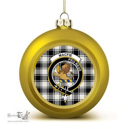 ScotsTee Shop Scottish MacFie Black & White Ancient Crest Tartan Christmas Ball Ornament