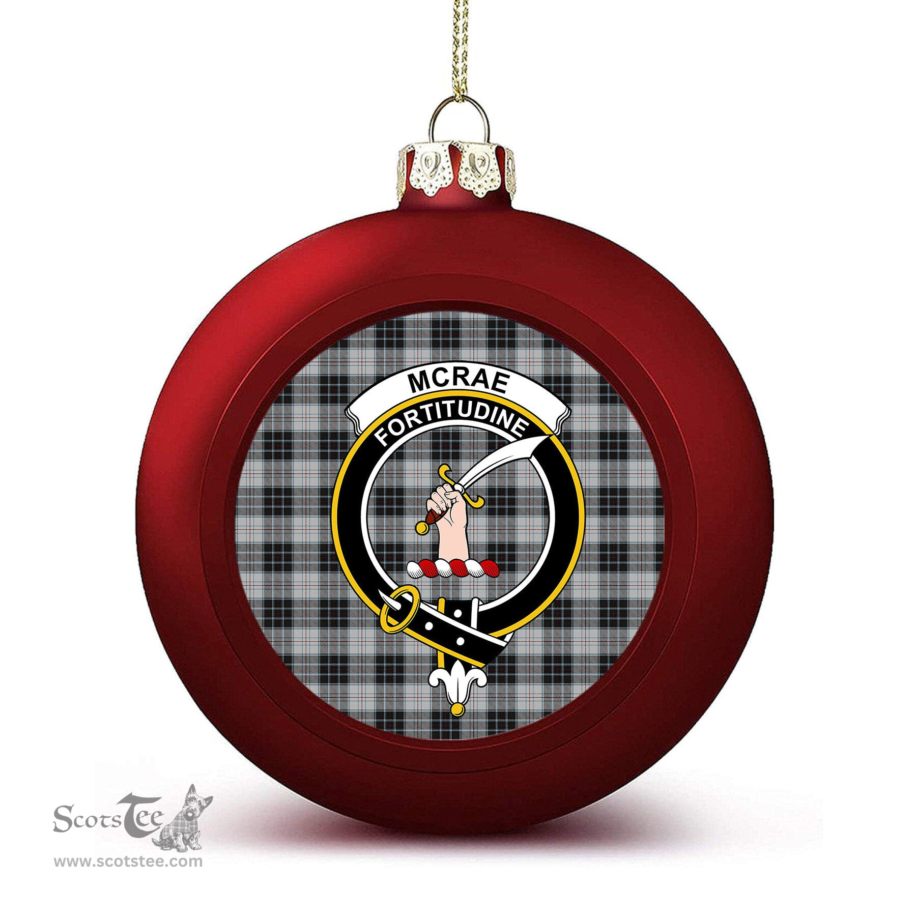 ScotsTee Shop Scottish McRae Dress Crest Tartan Christmas Ball Ornament