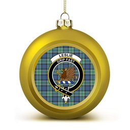 ScotsTee Shop Scottish Leslie Hunting Ancient SC Crest Tartan Christmas Ball Ornament