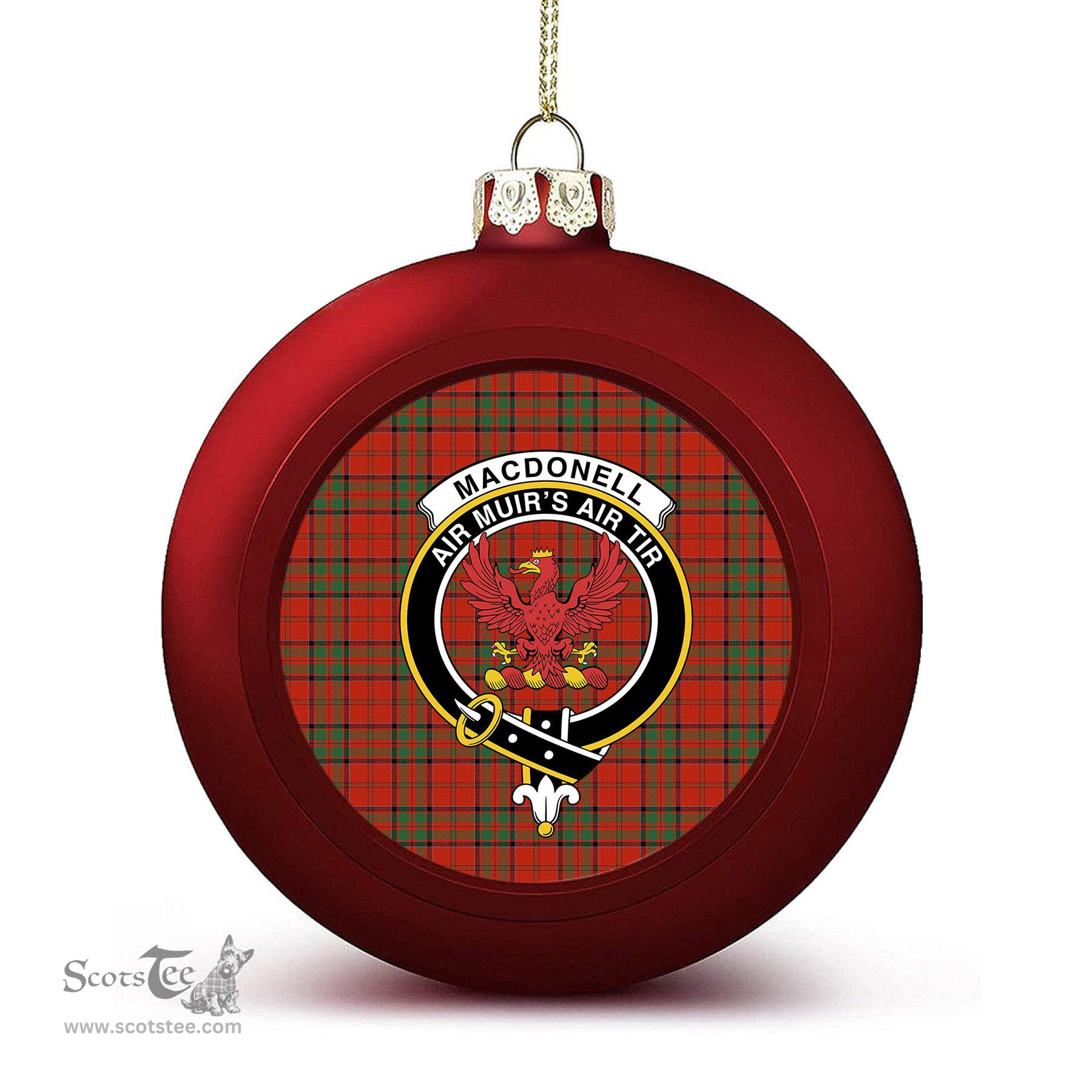 ScotsTee Shop Scottish MacDonell of Keppoch Ancient Crest Tartan Christmas Ball Ornament