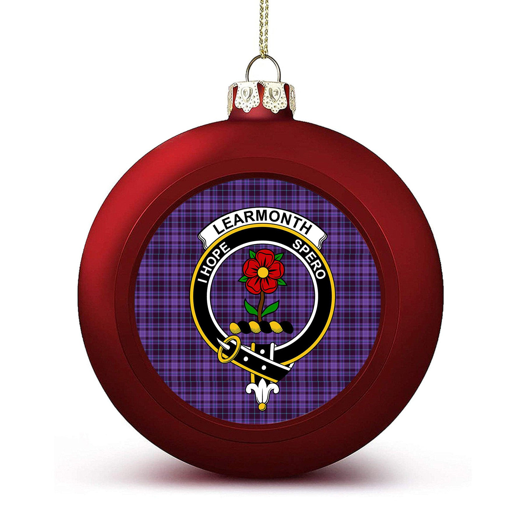 ScotsTee Shop Scottish Learmonth Family Herts Crest Tartan Christmas Ball Ornament
